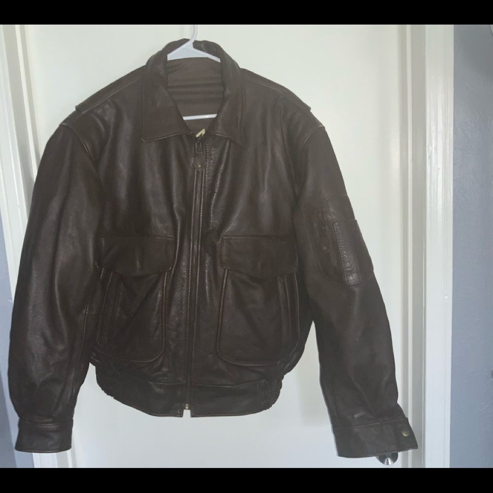 Flying machine real leather bomber